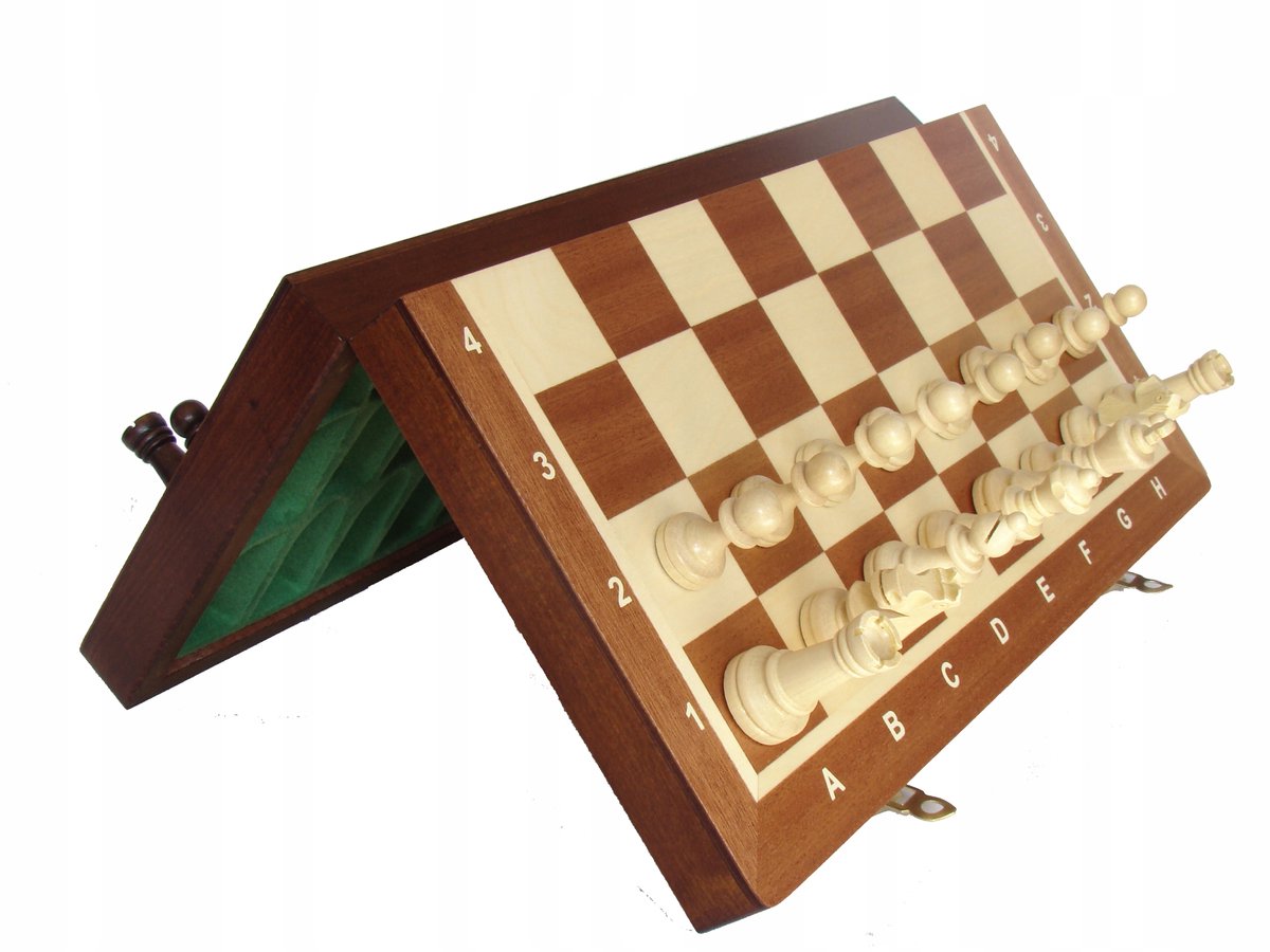 Magnetisch Schaakspel Intarsia 35x35cm - Handgemaakt Houten Cadeau