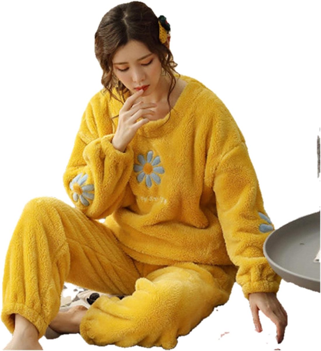 Loungewear Pajamas Set Women Winter Homewear Thick Flannel Warm Casual Sleepwear Fashion Plush Homewear Clothes-Style 6,Xl