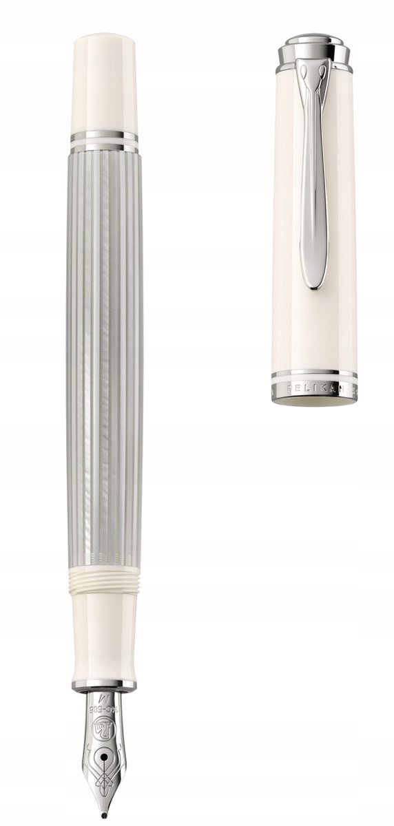 Pelikan Souverän M405 Vulpen Zilver-Wit Medium