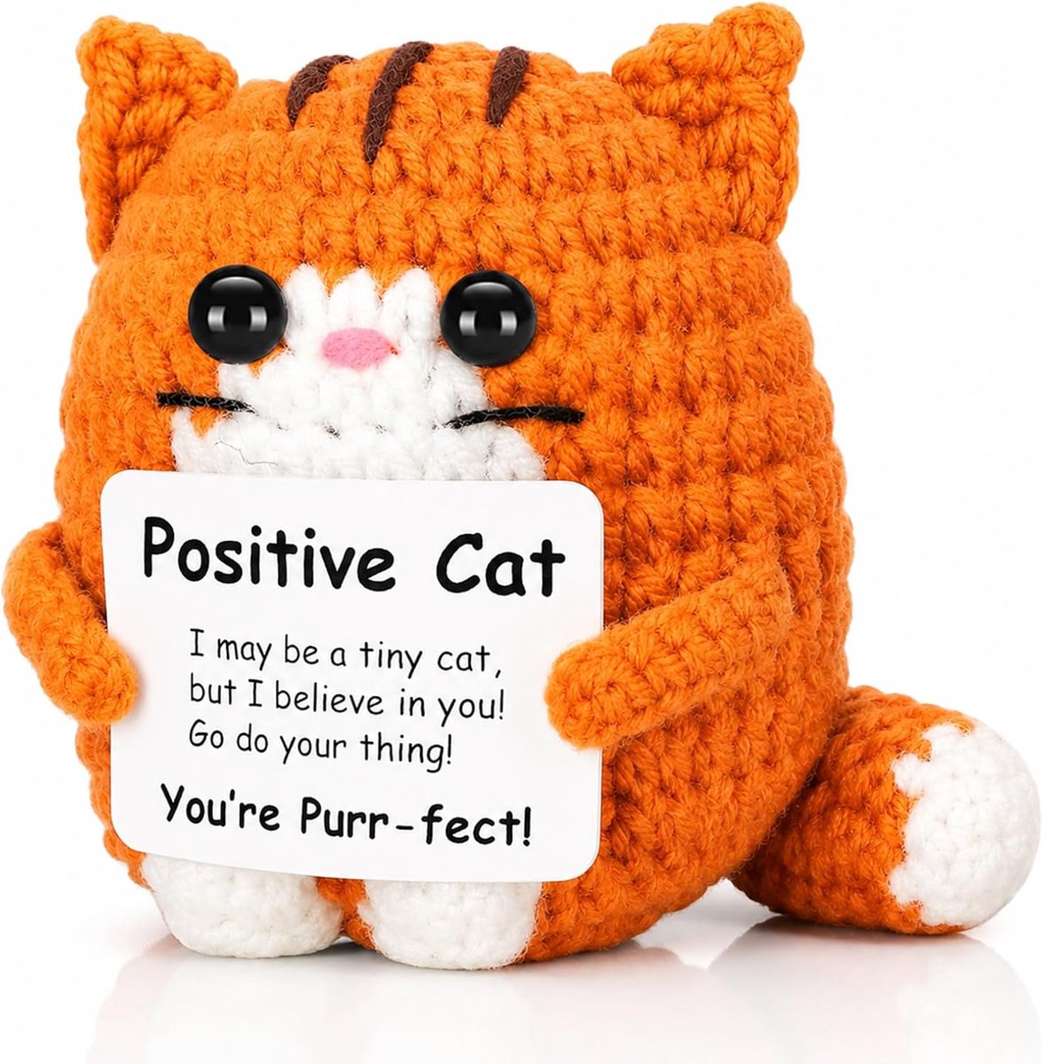 Uil positieve geschenken Pocket Hug uil, handgehaakte uilen, geluksbrenger en moed - goede verbetering - cadeau voor mannen en vrouwen - 1 stuk (oranje)