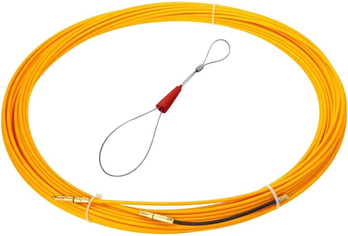 Kabeltrekhulp 20 m met geleidingsveer oogje nylon intrekdraad kabel