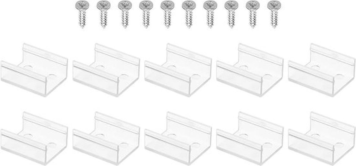 LED-striplichtclips 40 stuks montagebeugel bevestigingsclips kunststof klemhouders met schroeven voor 19 mm tot 20,4 mm neon RGB-lichtkabellint helder - montage - accessoires - kunststof - bevestigen - geschikt voor LED-strips