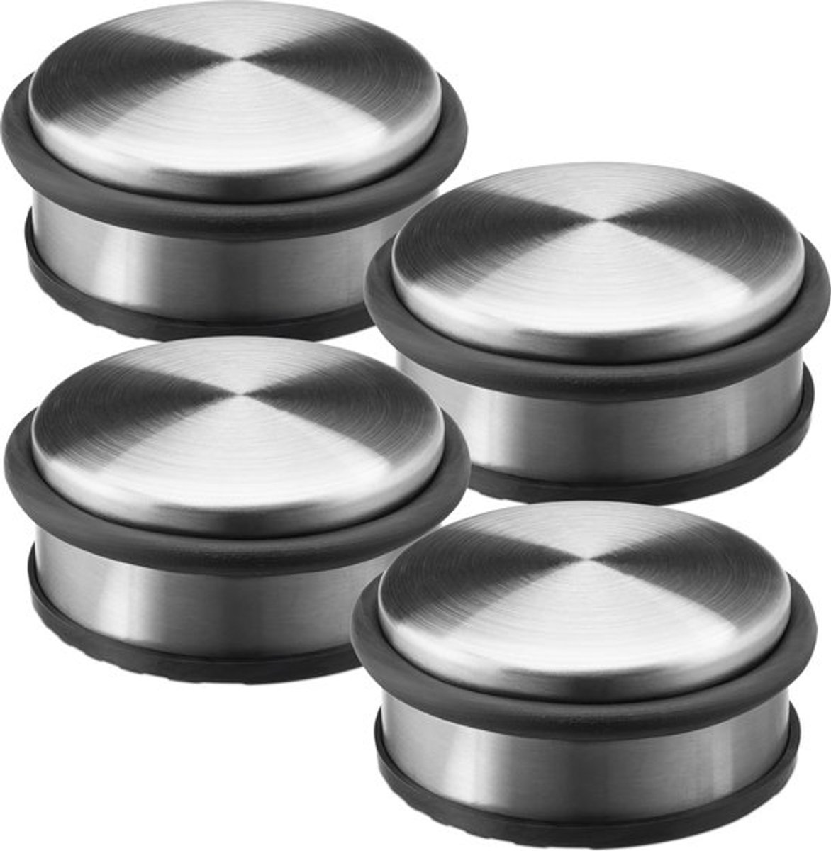 4x deurstopper rvs - deurstop vloer - rondom rubberen ringen - deurvastzetter