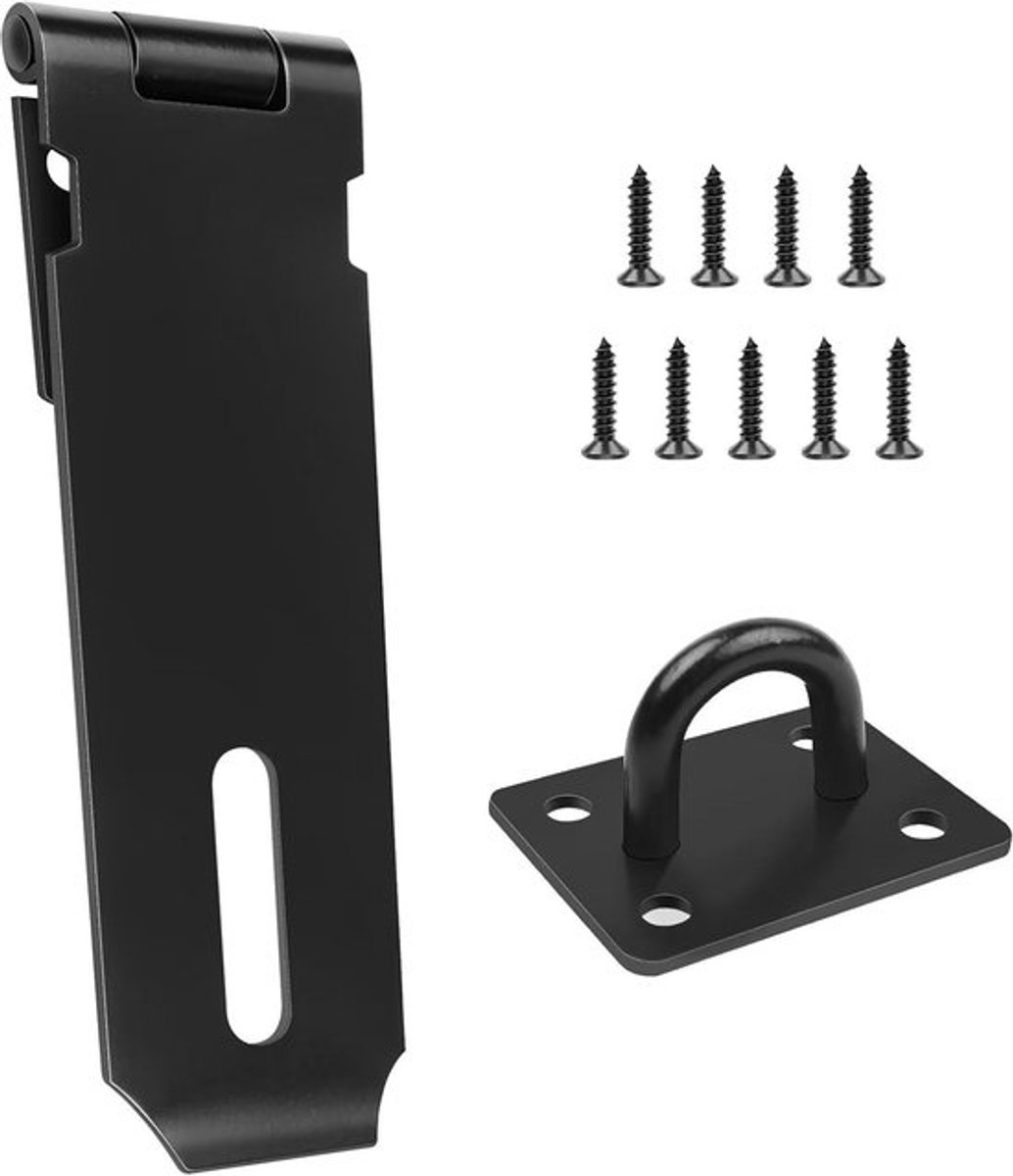 Deurhangslot Hasp, Hasp & Staple 10,5 cm schuurslot hangslotvergrendeling, deurvergrendeling grendel en hangslot deurslot Hasp Heavy Duty, roestvrij stalen schuur grendel beveiligingshasp voor