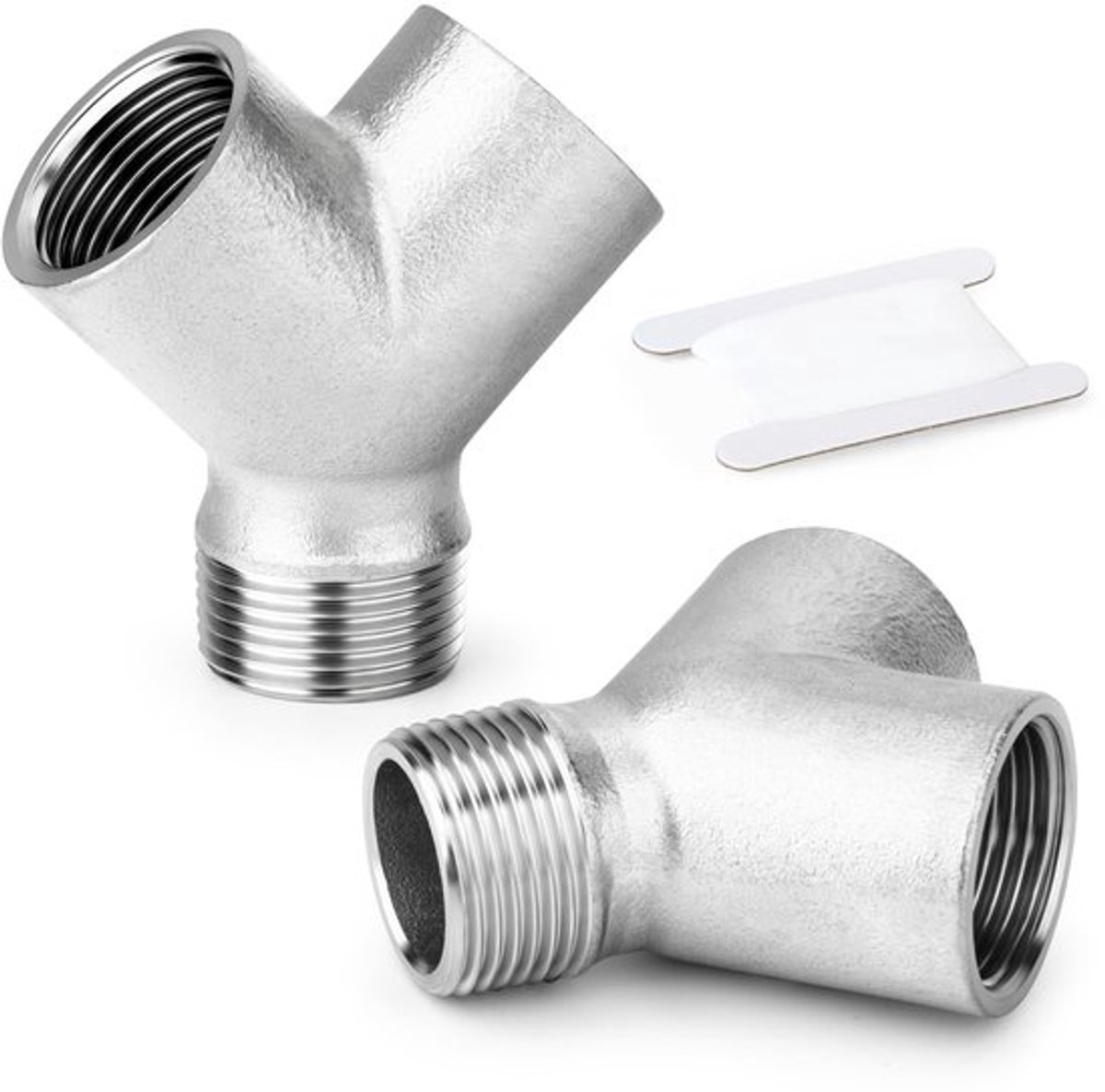 Buisfitting Y-vorm 3-weg - 304 Roestvrij staal - 1/2" BSP Vrouwelijk x 1/2" BSP Vrouwelijk x 1/2" BSP Mannelijk - Hoge drukbestendigheid tot 1,5 MPa - Corrosiebestendig - Efficiënte doorstroming - Y-connector