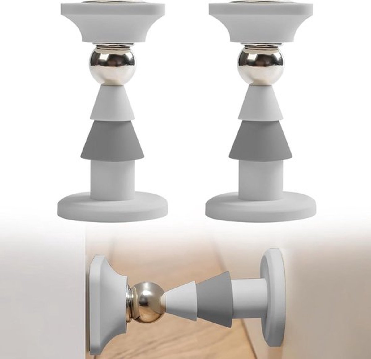 Deurstopper magnetisch roestvrij staal - zware deurstopper vloer - 2 stuks magnetische deurstopper