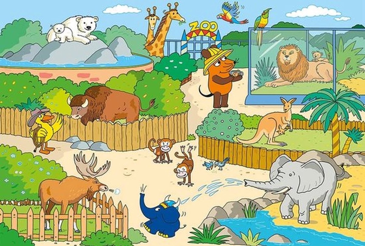 Kinderpuzzel Dierentuin - Legpuzzel Kinderen - Ontwikkeling Vaardigheden - Bekend Van Televisie - 60 Stukjes - Kleurrijk