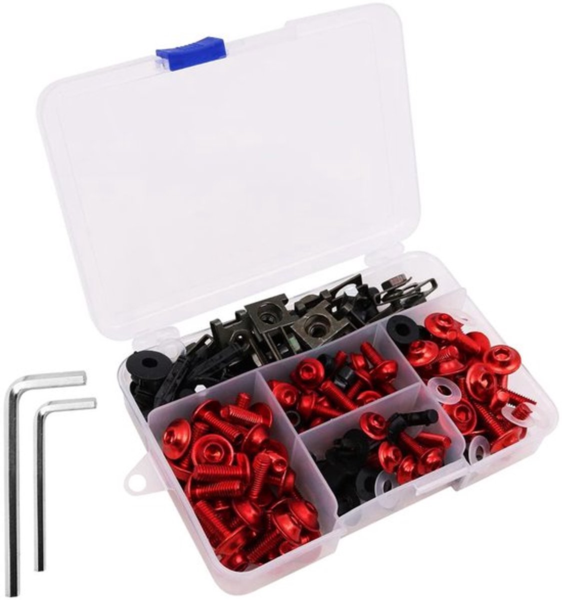 Universele 177 stuks Motorfiets Kuip Bouten & Moeren Kit Bodywork Schroeven - Motorfiets Schroeven Cowls Set - Rood - - Motorfietsaccessoires - Complete Montageset