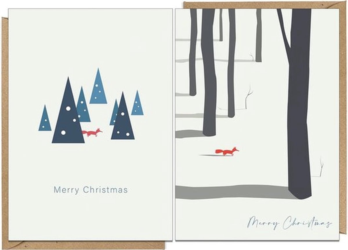 24 Kerstkaarten met Vos Design - 2 Diverse Ontwerpen