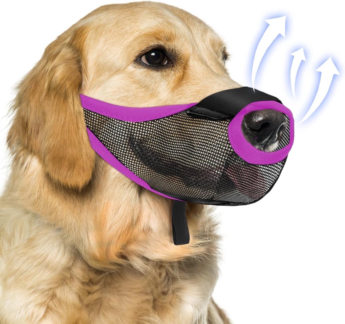 Soft Air Mesh Dog Muzzle For S-M-L Dogs - Anti-Biting Barking Chewing Scavenging Adjustable Loop - Front Opening Design Allows Panting Drinking - Grooming Training Walking Pet Accessory - Breathable Comfortable Pet Supplies-paars, L