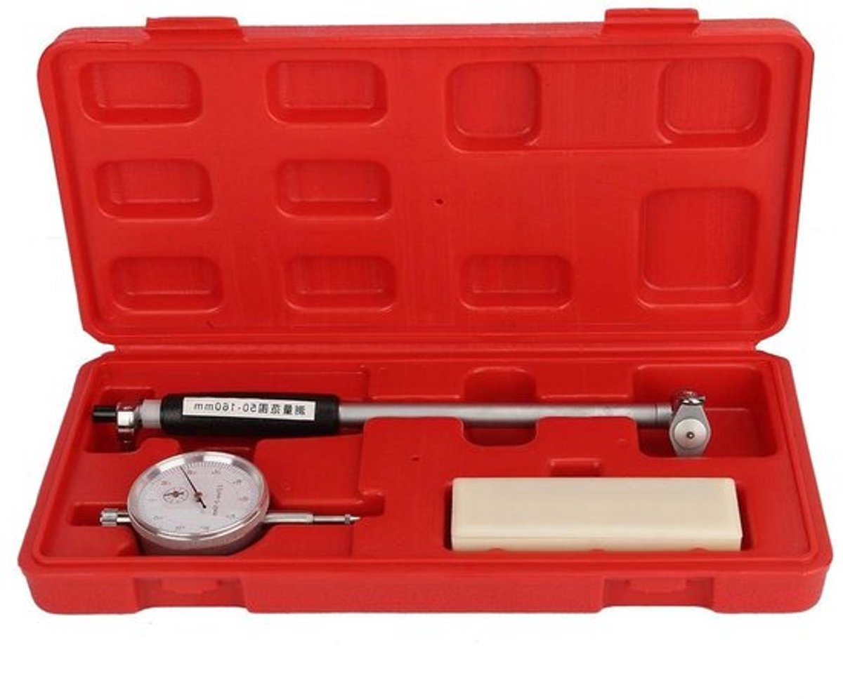 Dial Bore Gauge 50-160 mm - Precisie meetinstrument voor het meten van interne afmetingen van werkstukken en motorcilinders.