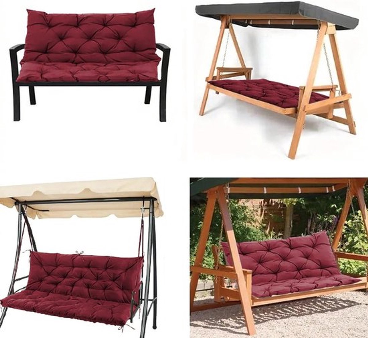Comfortabele Tuinbankkussen en Rugkussens voor Buiten, Kussen in Wijnrood, 100 x 50 x 50 cm, Ideaal voor Tuinmeubelen en Buitenleven