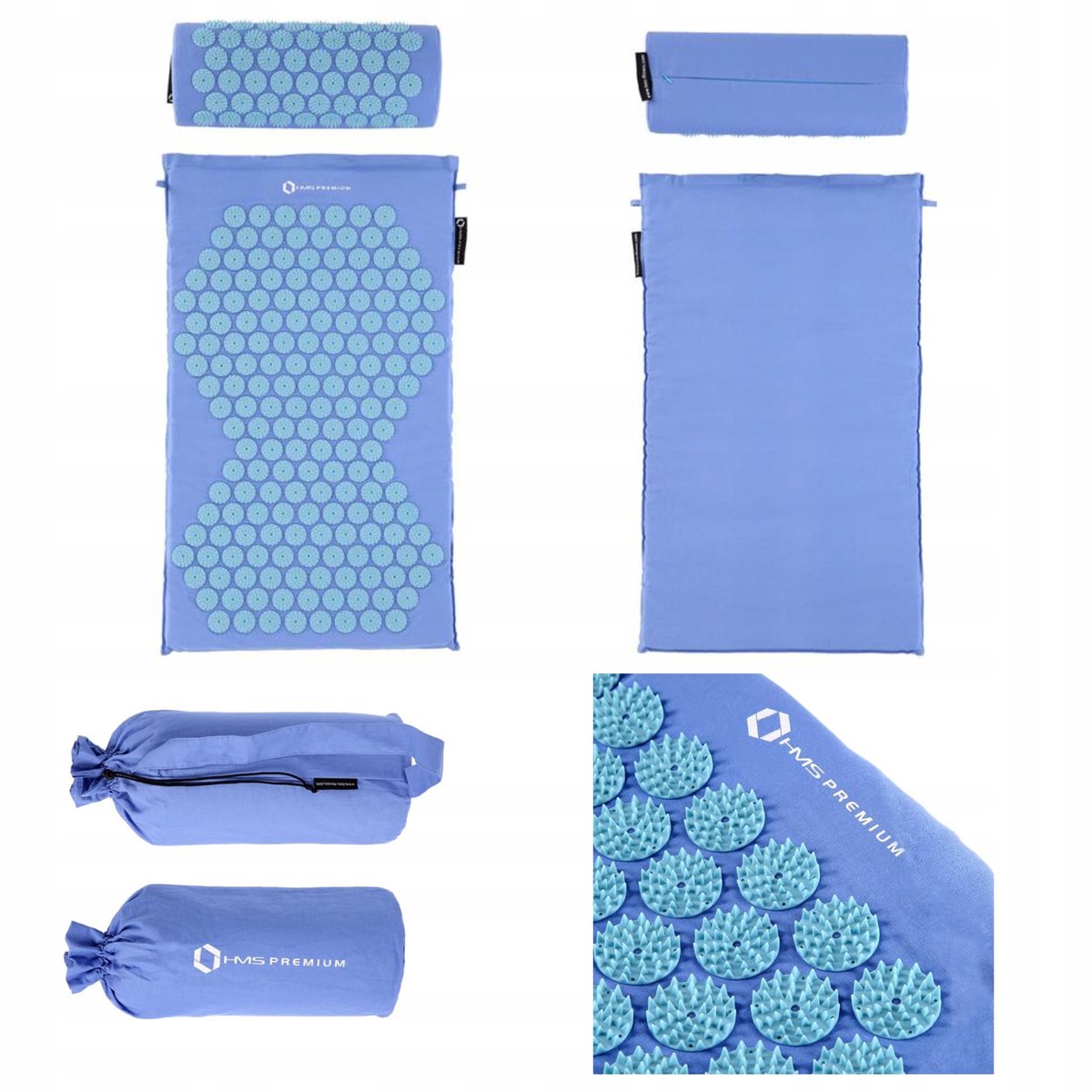 HMS Premium Akupunctuur Set: Blauwe Mat & Kussen voor Ontspanning
