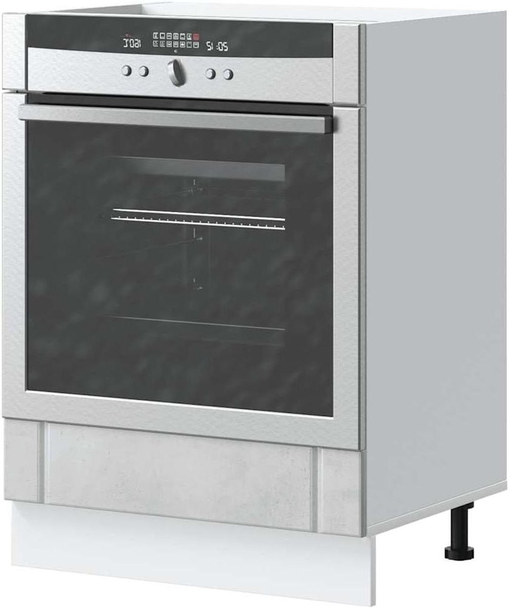 Ovenkast Lucca - Keukenkast Opbergkast - Keuken Organiseren - Verstelbare Poten - 60x46x81.5 cm - Beton Grijs