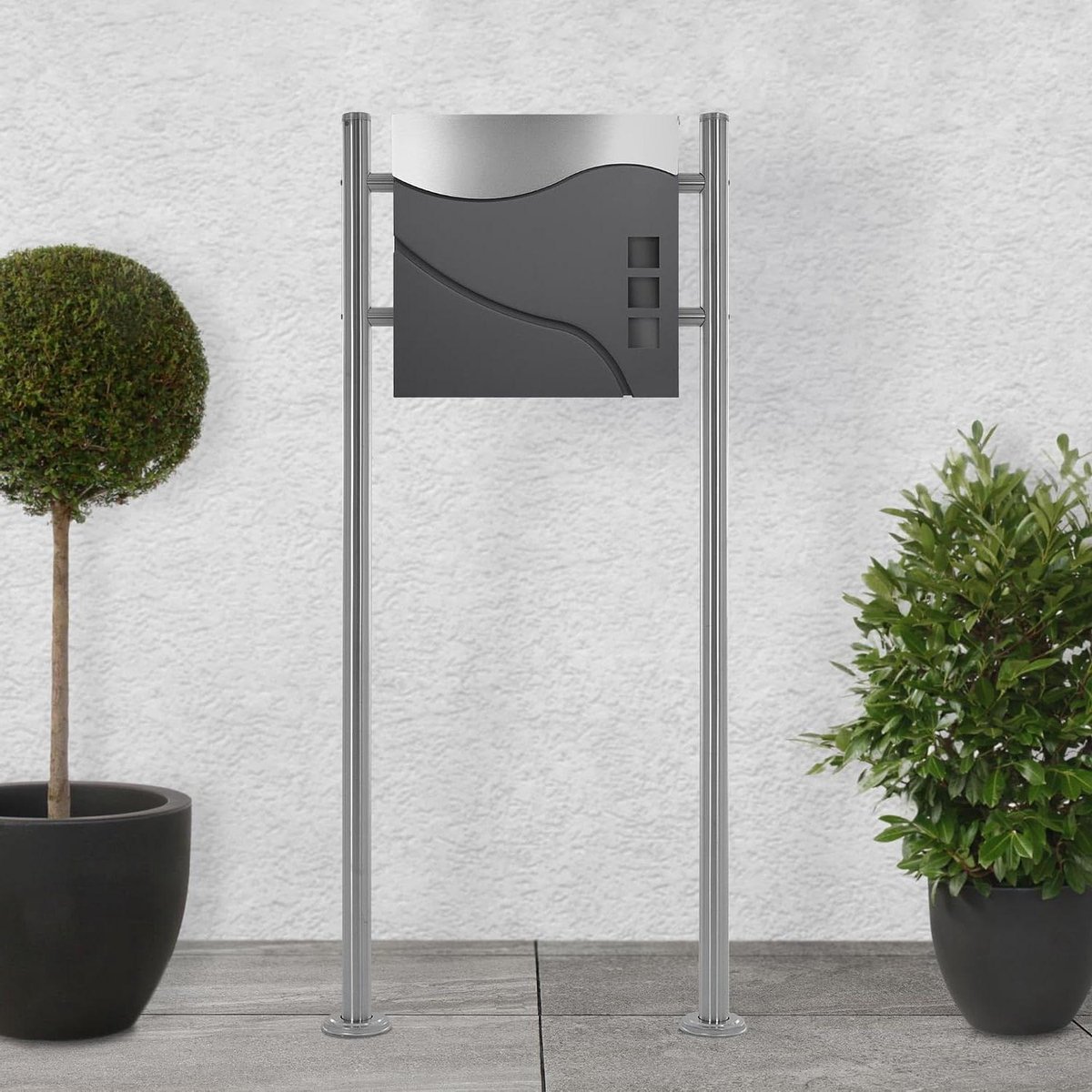 Staande Brievenbus - Brievenpost Houder - Post Ontvangen - Met Krantenvak - 120 cm Hoog - Antraciet Zilver