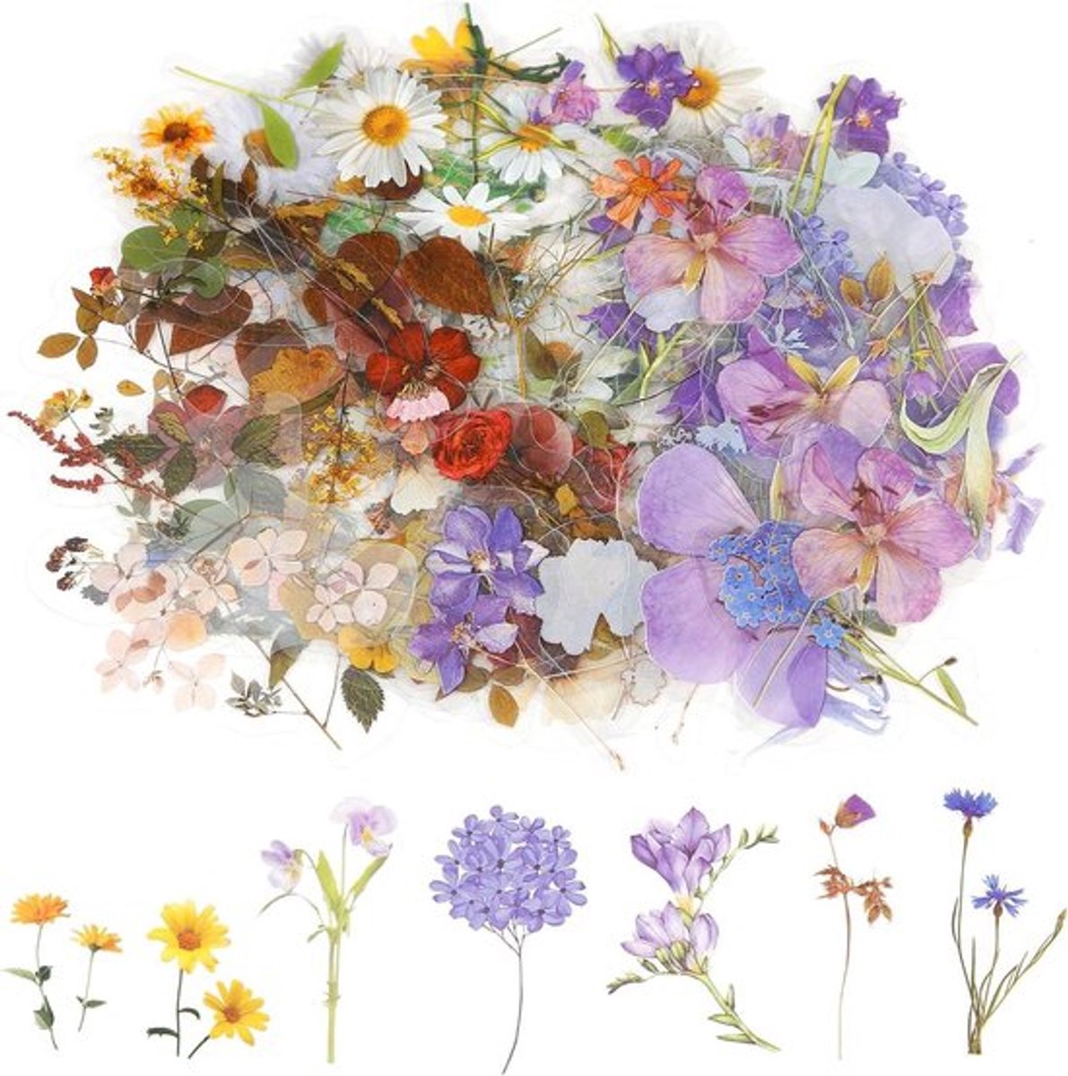 Bloemenstickers - Set van 120 stuks voor plakboeken en meer