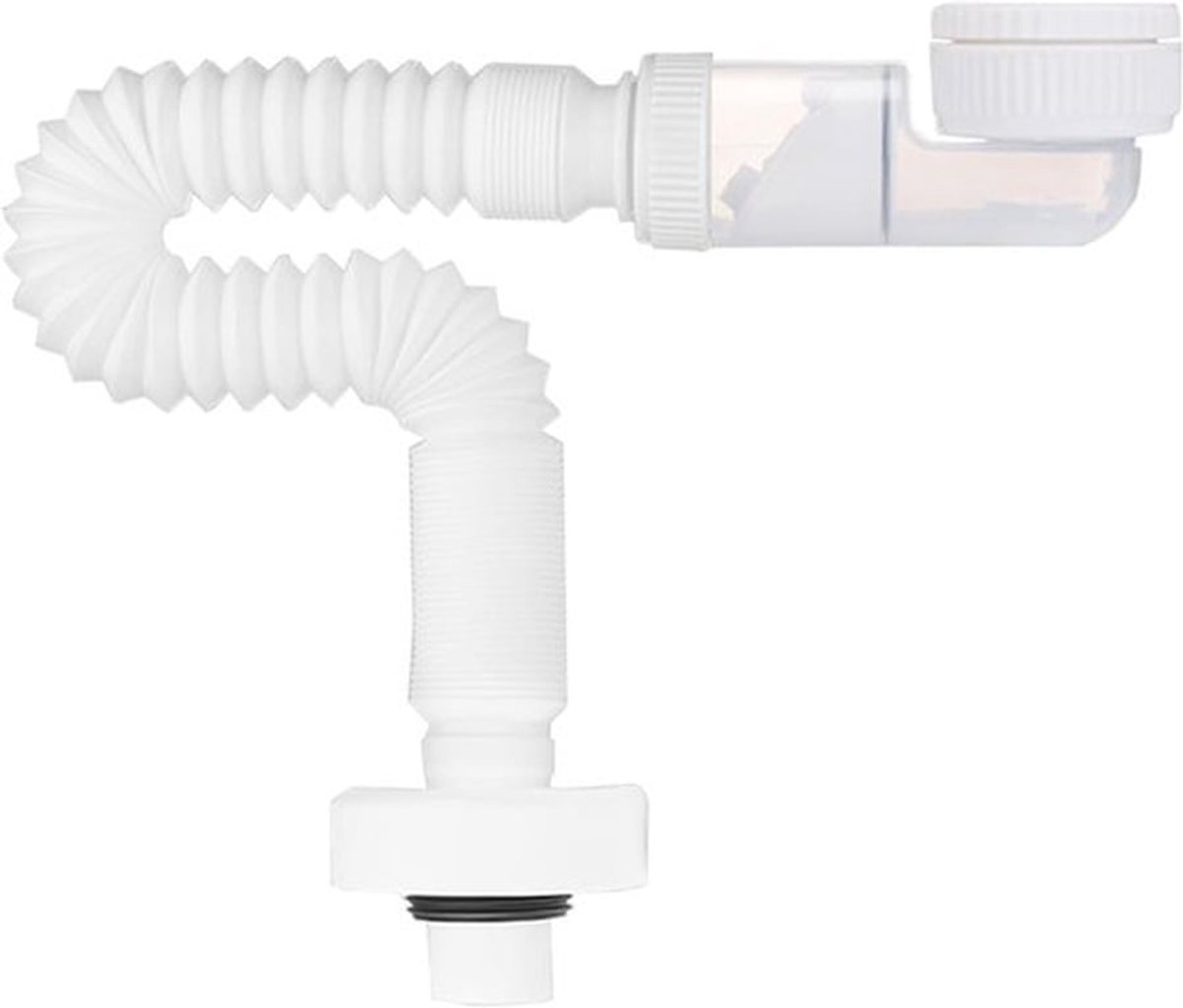 Flexibele Keukenafvoer met Geurafsluiting, Wit Afvoerpijp, Uitbreidbaar van 380-930 mm, Vervangende Dichting voor Standaard Sanitair en Afvoeroplossingen