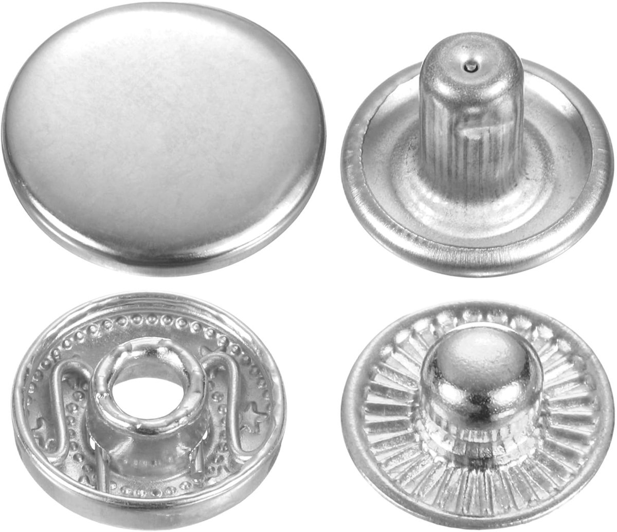 Drukknopen, 15 mm, metaal, legering, naaiknopen, voor tassen, leer, boot, sluier, marineblauw, zilverkleurig