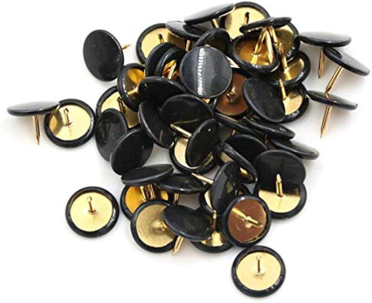 POWERTOOL tekenspelden drukspelden kaart kopspijkers tekenpinnen, met plastic koppen en stalen punten voor kurkbord, decoratief notitiebord, kantoorkaart, 100 stuks (zwart, 10 x 10 mm)