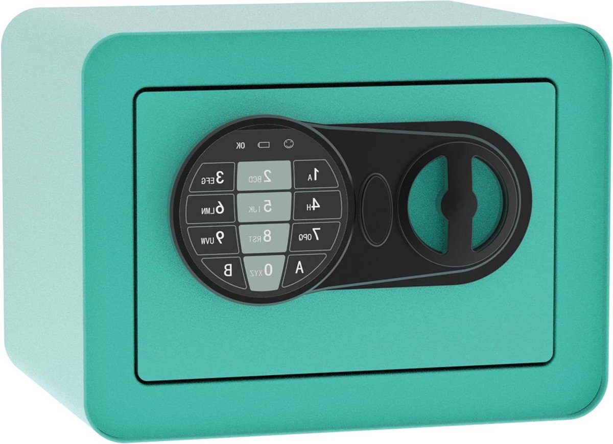 Kleine Kluis - Veiligheidsbox Mini - Waardevolle Spullen - Digitaal Toetsenbord - 23 x 17 x 17 cm - Blauw