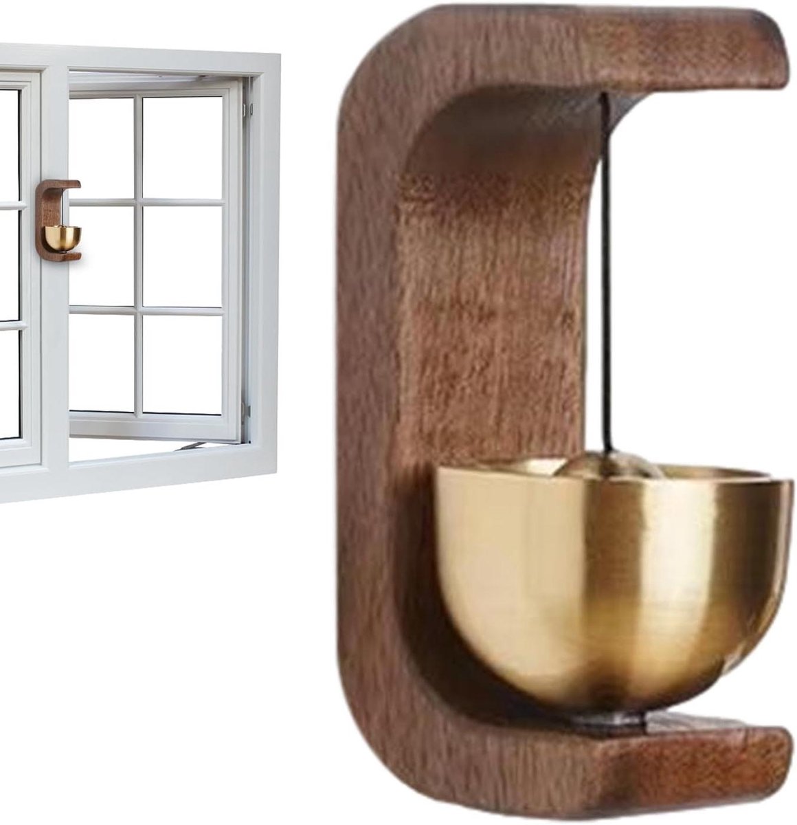 Houten Deurbel - Magnetische Bel - Huis Decoratie - Handgemaakte Sierwaarde - 45 x 35 cm - Houtkleur