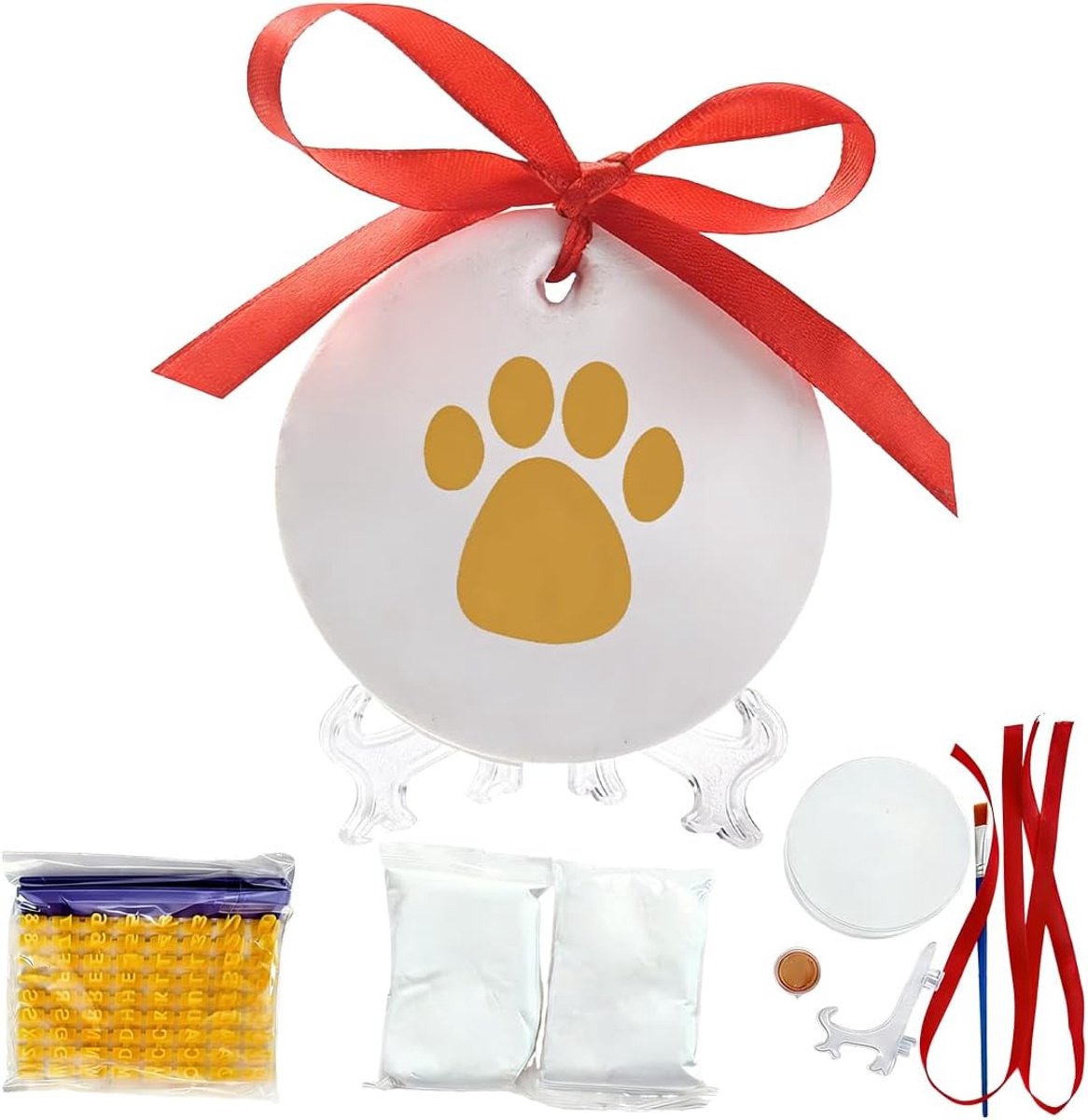Set met voetafdruk voor hond en kat, 2-delige set voor kinderen, handvoetafdruk, zachte klei, ideaal als doopgeschenk, pootafdruk voor honden, niet giftig en veilig