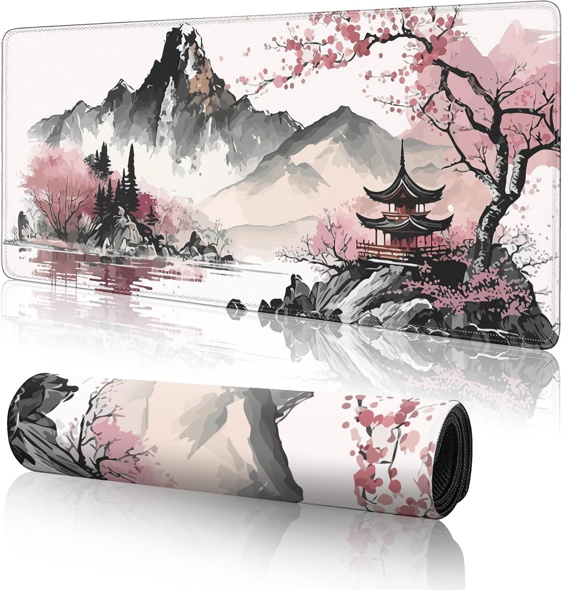 Grote XXL muismat 900 x 400 mm - kersenbloesem - antislip rubberen basis - ideaal voor gamers - SnelShoppen