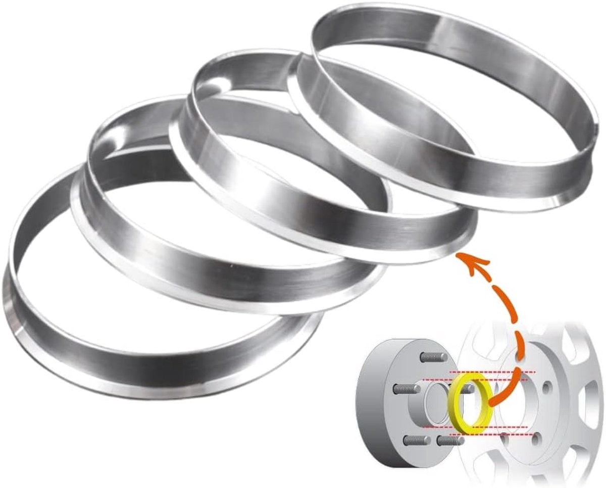 Centrische ringen met naaf 66,5 tot 57,1 OD=66,5mm ID=57,1mm Aluminium legering autowiel centrumnaafring 4 STUKS 1 jaar garantie
