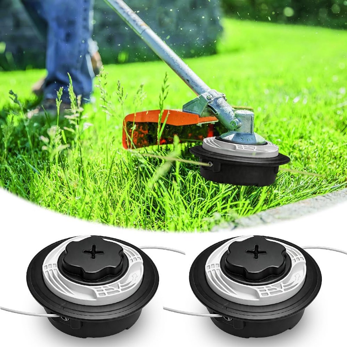 2 stuks Autocut C6-2 Maaikop voor Stihl Motormaaier, Trimmerkop Draadkop Vervangstukken Vervangen, Maaikop Vervangen M8*1,25 Autocut C6-2 voor Stihl FS38 FS40 FS45 FS50 FSE60 FSE71 FSE81