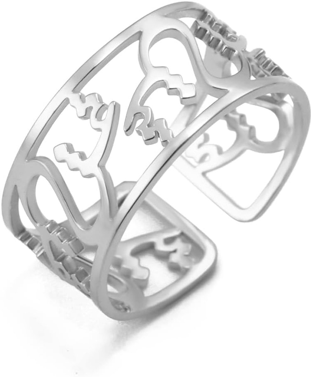 Islamitische Shahada, ring, verstelbaar skelet, open ring, roestvrij staal, voor moslim, Arabisch, islamitisch