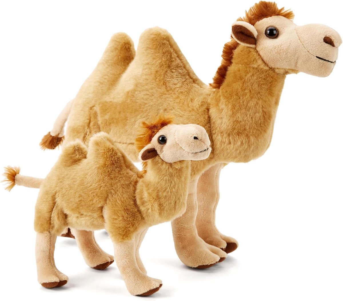 Co 100% gerecycleerde Bactrische kameel pluche, set van 2 (Medium en Small), zachte knuffelbare Eco-vriendelijke collectie voor pasgeboren