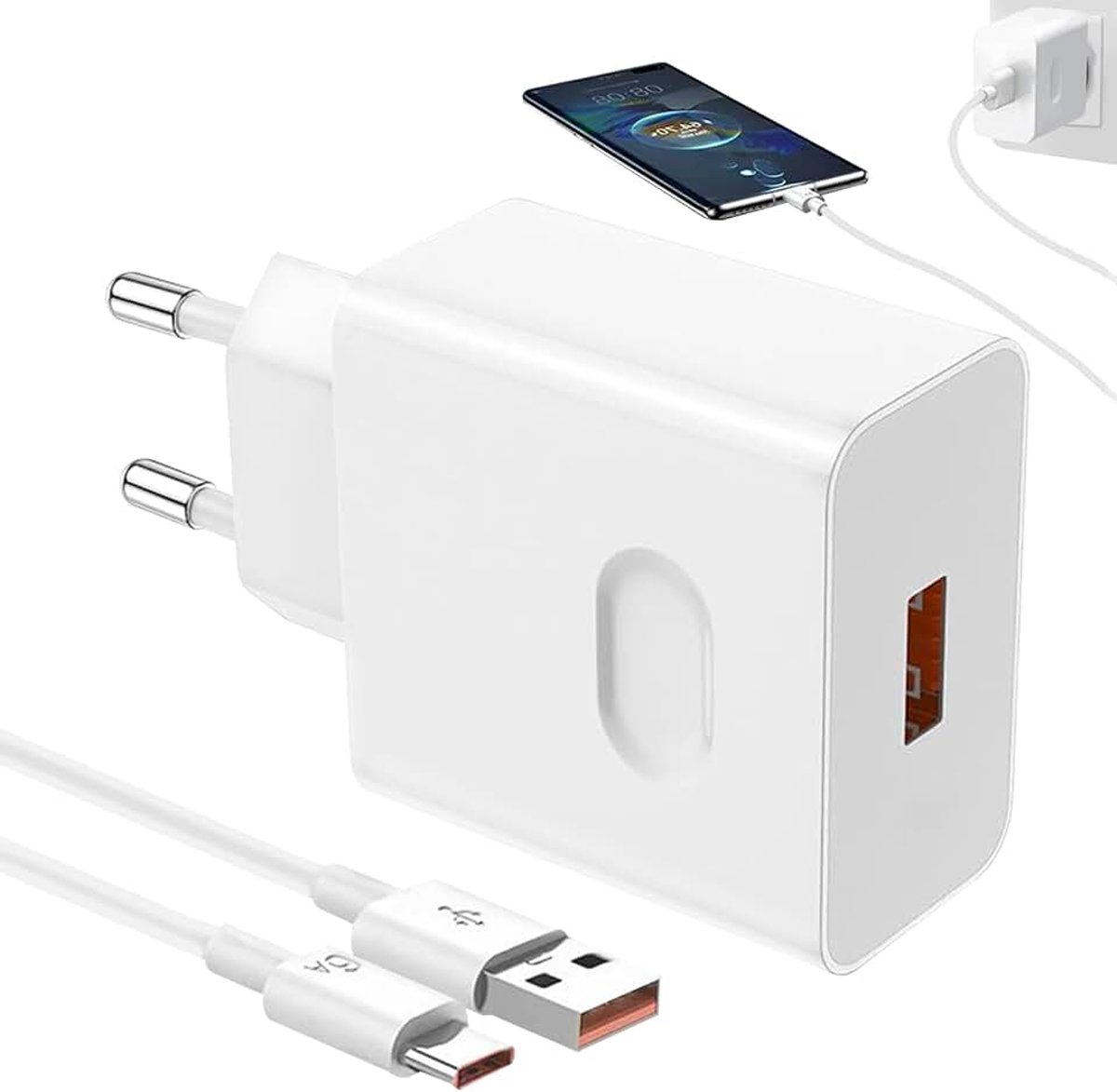 66 W Supercharge snellader voor Honor 200 Lite/200 Pro/90 Lite/Magic 6 Lite, universele oplader met 6 A USB C-kabel, 1 m, voor Honor Magic 6 6 Pro Magic7 Lite X6b X8b Pad 2 9 X8a X9