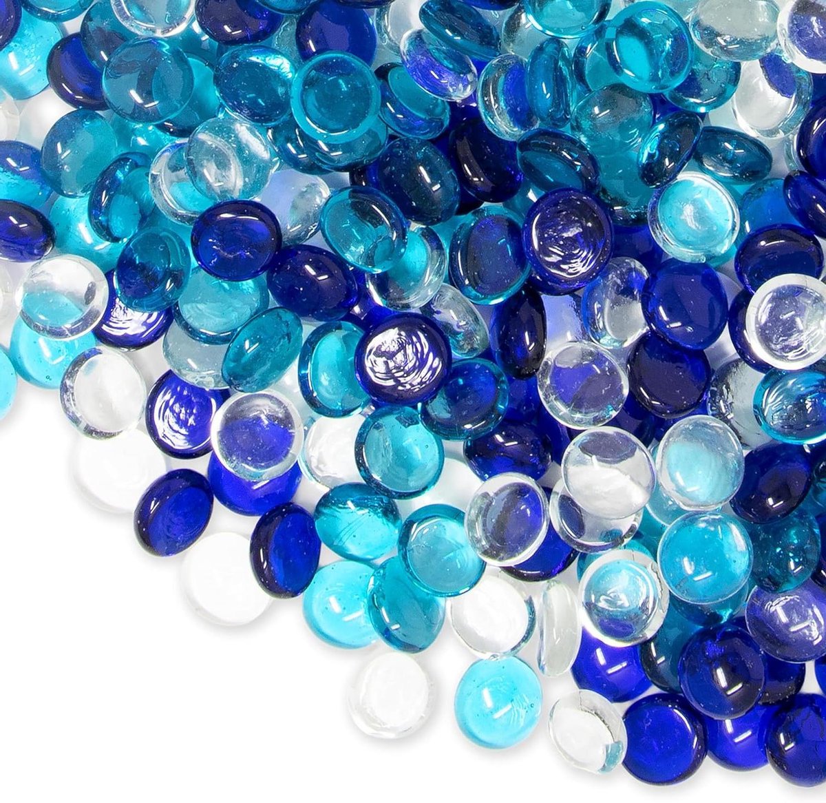 Platte glazen ks - Glasdecoratie vaasvuller - Decoreren en knutselen - Kalmerende blauwe kleurmix - 05 kg - Blauw Mix