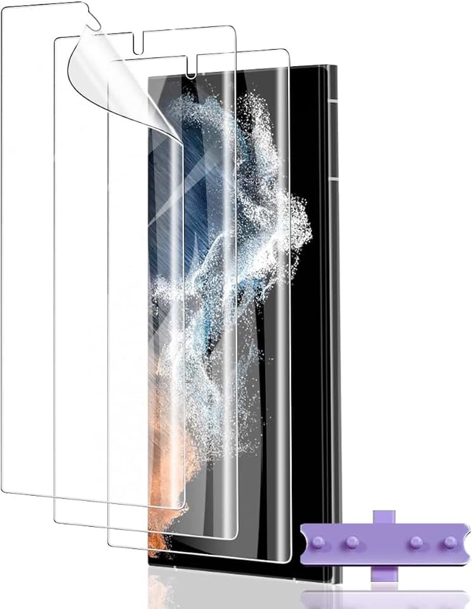 3 displaybeschermfolies voor Samsung Galaxy S22 Ultra, hydrogelfolie, flexibel, HD, automatische reparatie, anti-vingerafdruk, luchtbelvrij, transparant, zeer sterk