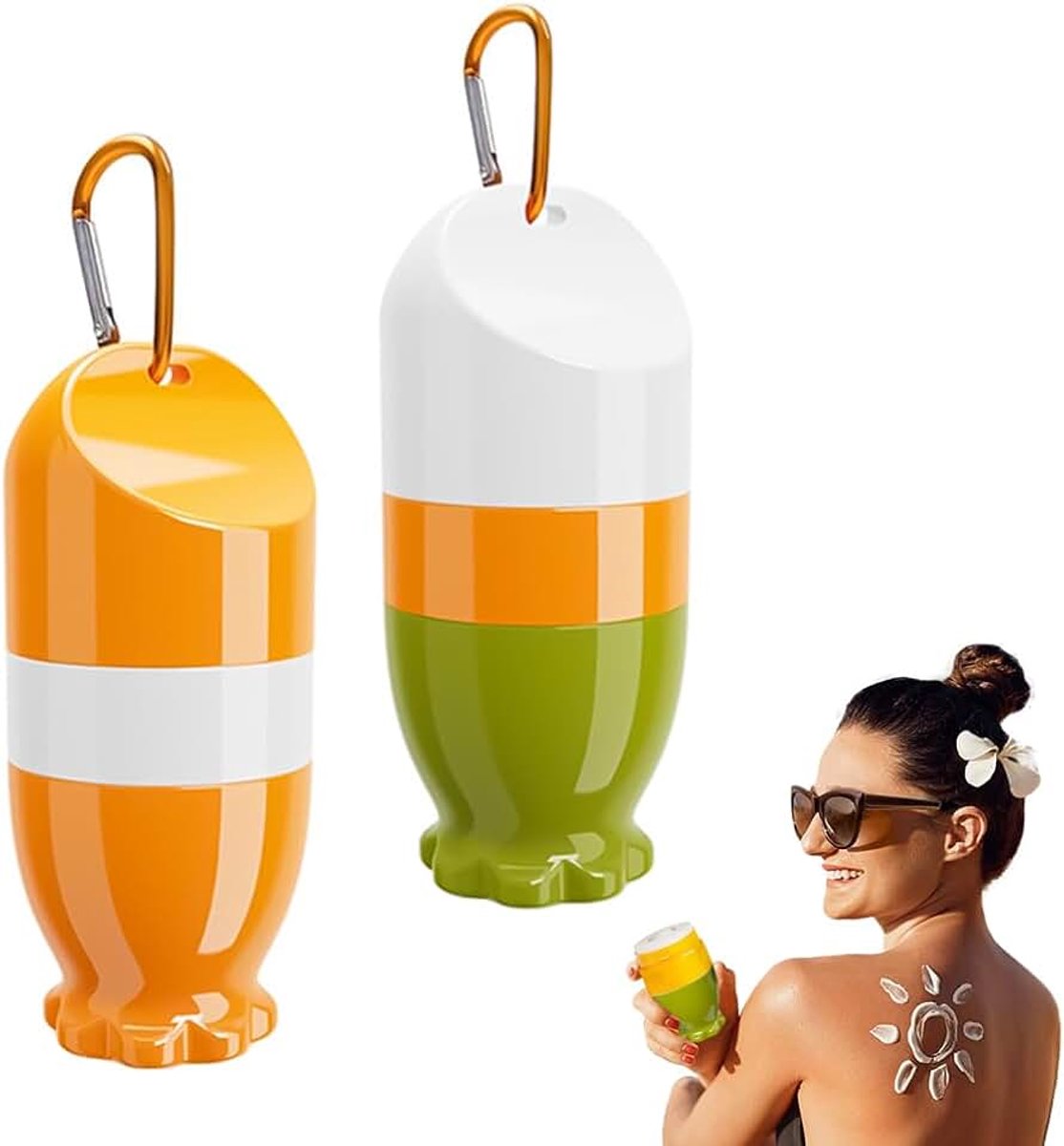 Zonnecrème-applicator voor kinderen, 2 stuks zonnebrandroller, navulbaar, zonnebrandroller voor kinderen, draagbare zonnecrème-applicator, navulbaar, zonwerende applicator voor kinderen