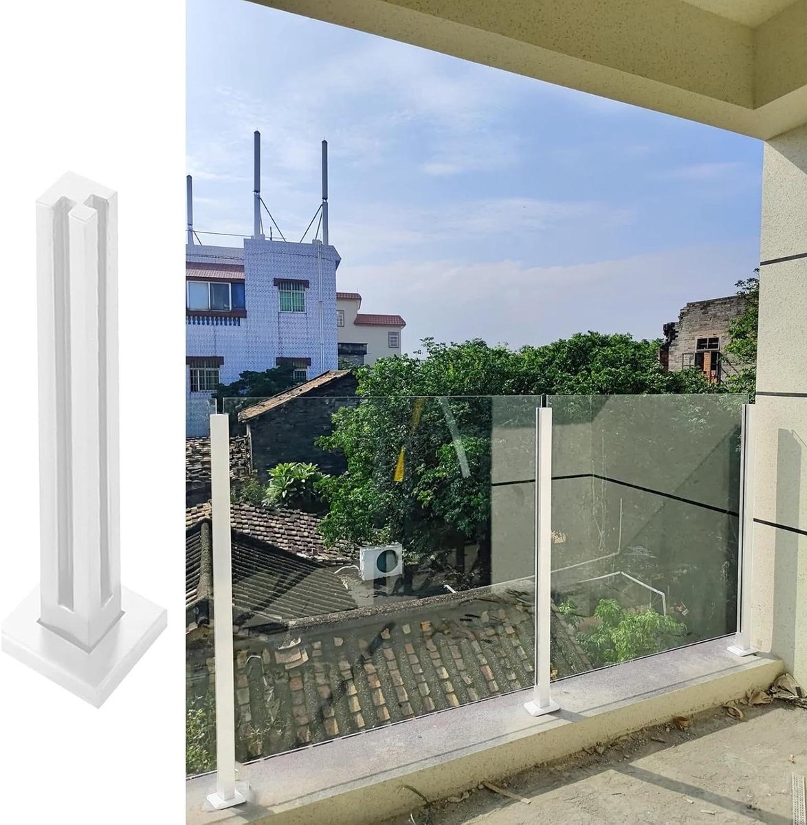 Glazen Balustrade - Glazen Leuning - Terras Afschermen - Roestvrij Staal 304 - 60-150 cm Hoog - Wit