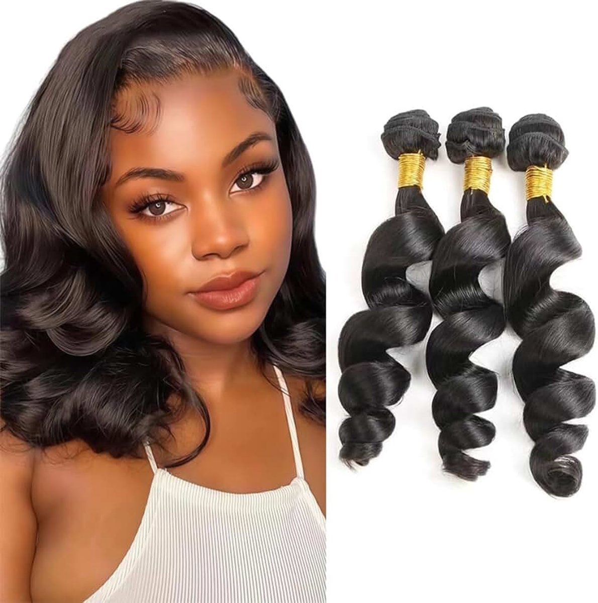 Deep Wave Human Hair Bundles 3 Extension 50g/Per Machine Double Wefts Unprocessed Remy Weave Natural Black Color for Woman 20 22 24 Inch