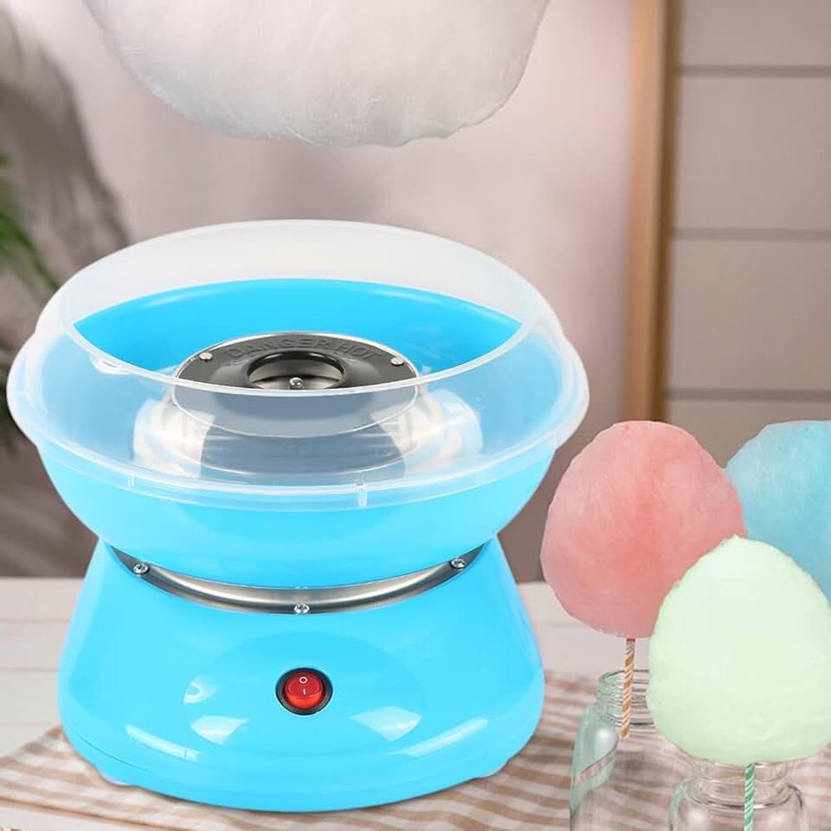 Suikerspinmachine voor thuis suikerspinmachine voor thuis snoepmachine suikerspin voor kinderfeesten verjaardagen 220 V EU (blauw)