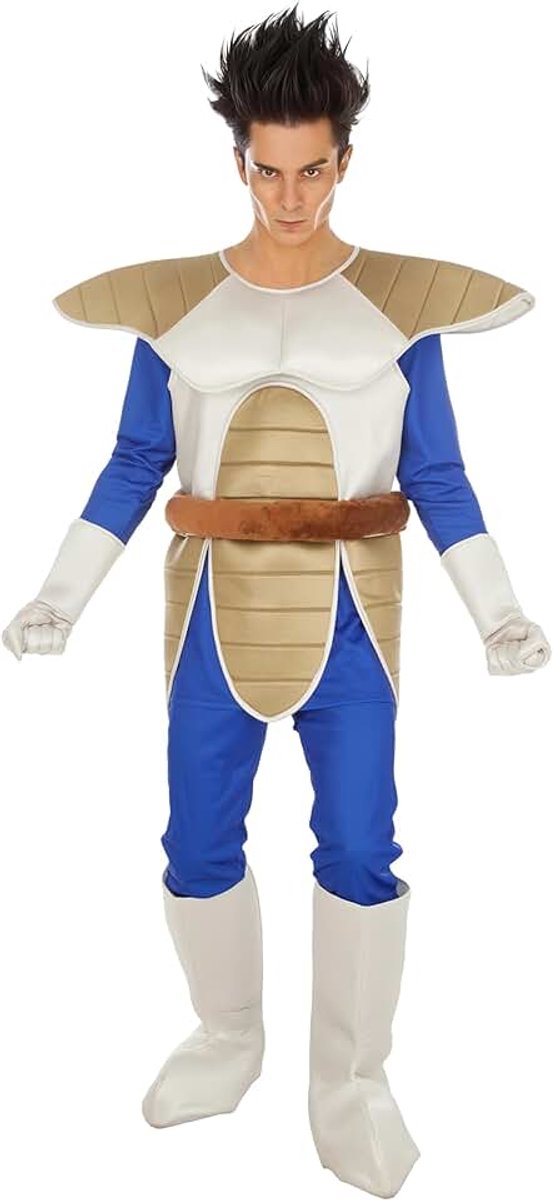 - Vegeta-kostuum voor heren, anime-conventie, cosplay | Officiële Dragon Ball-outfit, 8-delige set met harnas, shirt, broek en accessoires, carnaval, Comic Con
