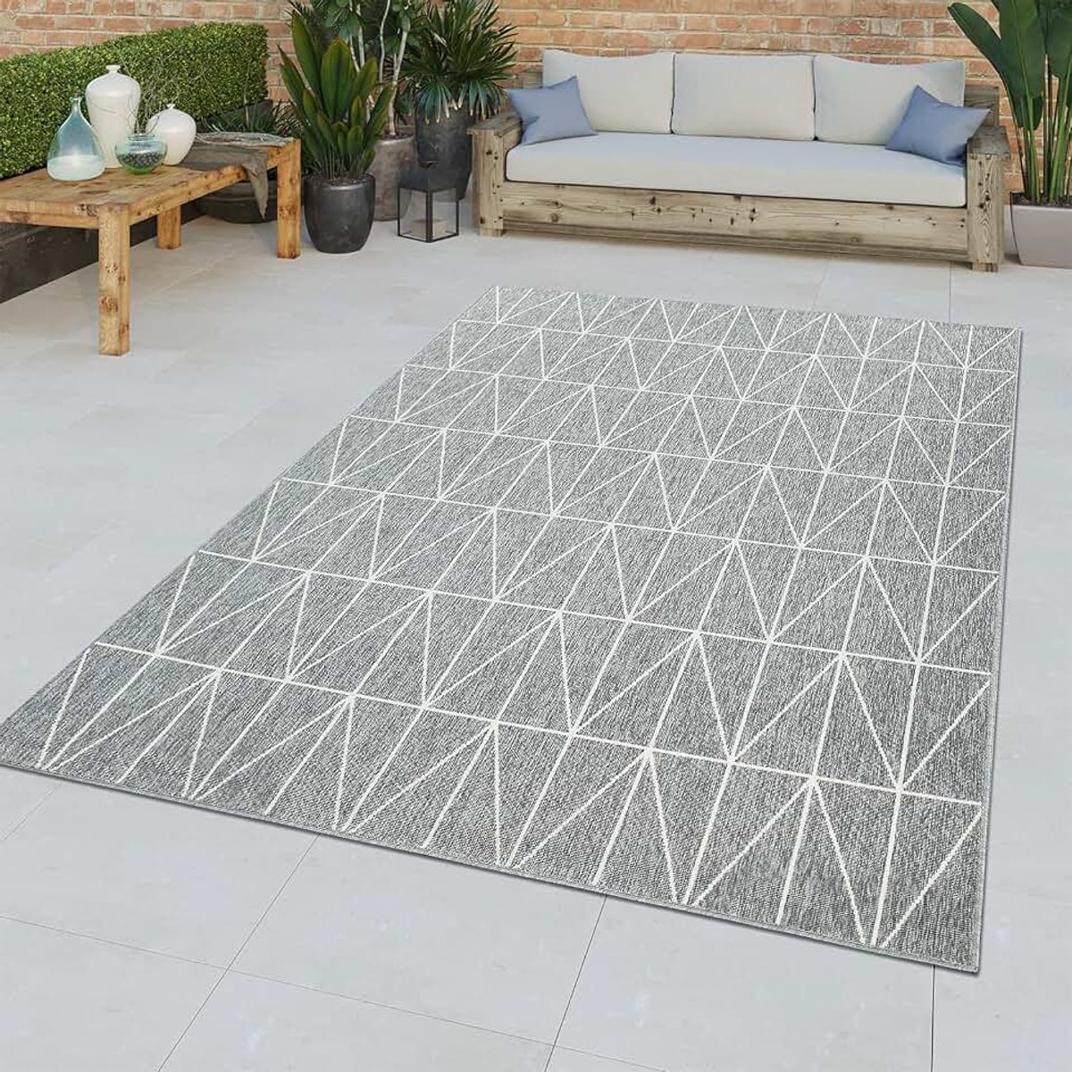 Home Laagpolige Vloerkleden voor binnen en buiten 3D-effect Geometrisch Abstract Patroon Grijs, Maat:120x170 cm