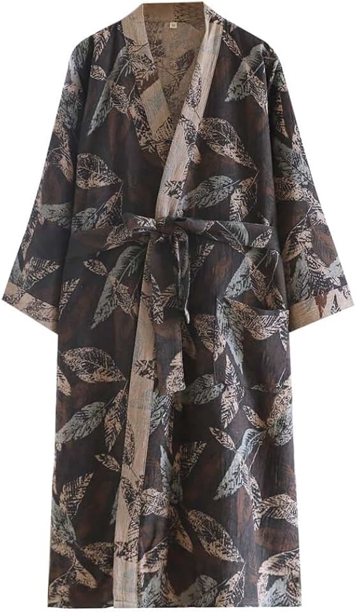 Heren Japanse stijl katoenen ochtendjas badjas kimono badjas pyjama badjas