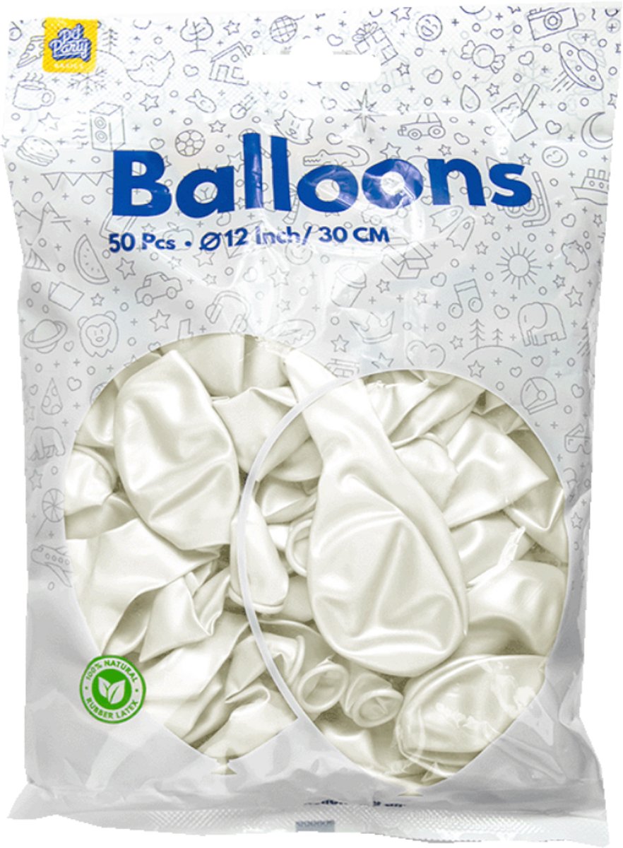 Ballonnen - Wit - Metallic - 30cm - 50st.
