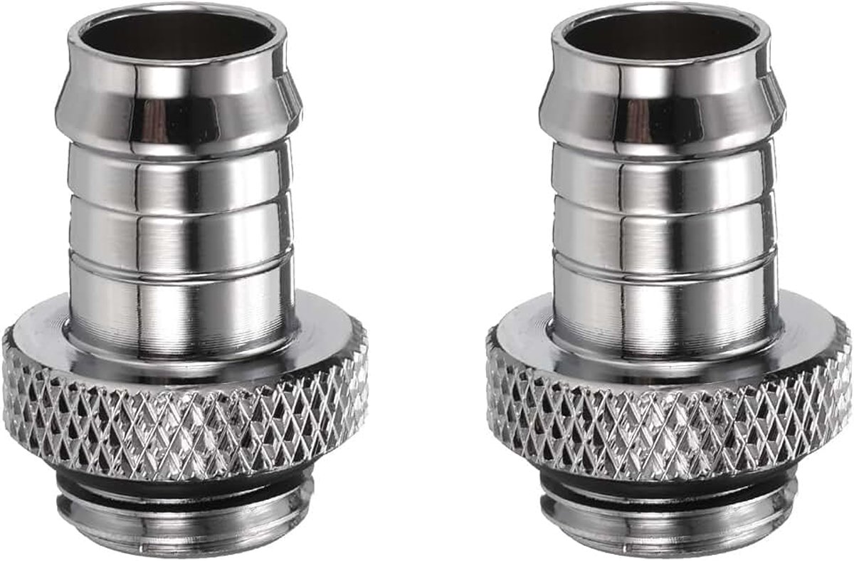 2 stuks waterkoelingsslangaansluiting G1/4 inch schroefdraad 9,5 mm OD PC waterkoelsysteem zachte slangaansluitingen slangaansluiting voor PC waterkoelsysteem, zilver