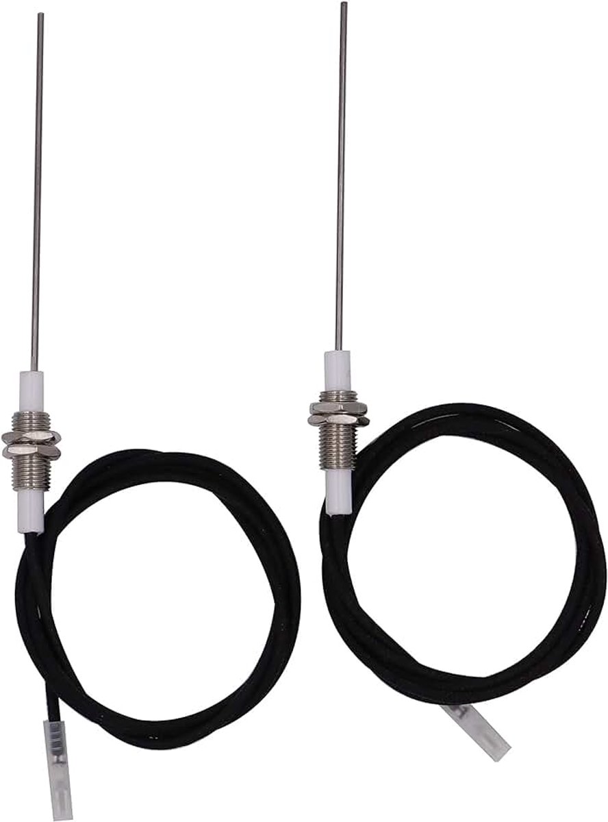 2 stuks / partij M101 draad 6,4 mm keramische elektrode spark plug met 900 mm draad, 2,8 x 0,5 platte terminal, initiële naalden en brand door AA-Pulsigniter