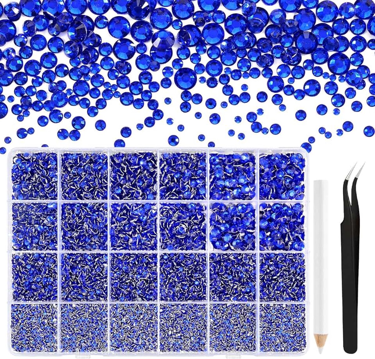 Strassteentjes van kunsthars, 2-6 mm, donkerblauw, platte ronde jelly-strassteentjes, geschikt voor nailart, gezichtsbeschildering, kostuums en andere doe-het-zelf-creaties (met pincet)
