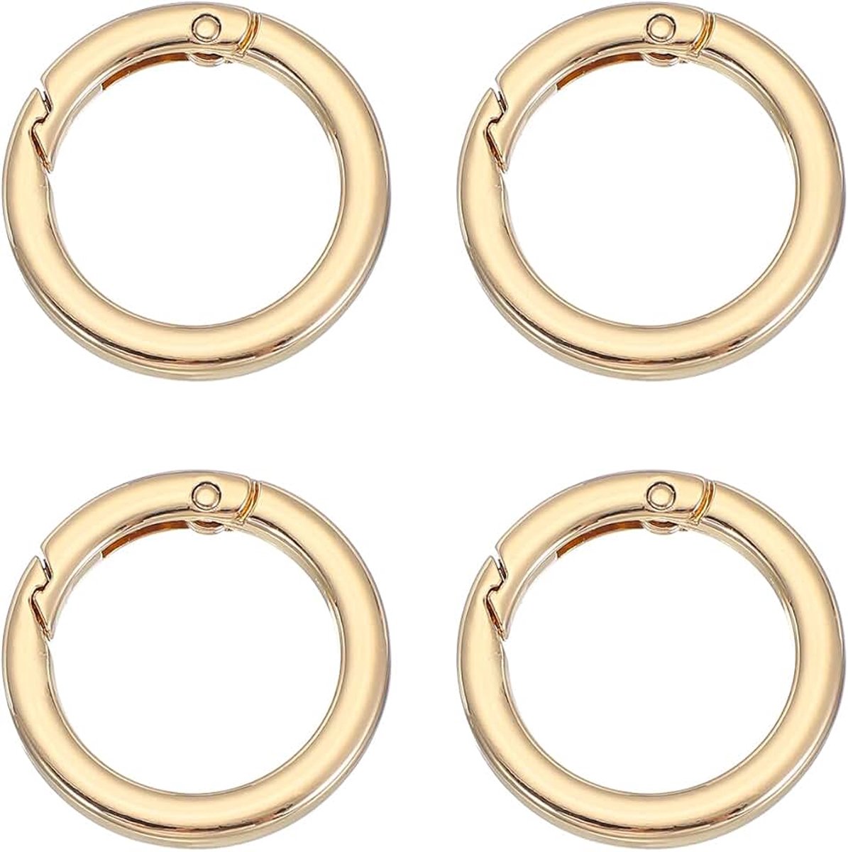 Spring O-ringen, 4 stuks 3,5 cm metalen ronde clips met platte trigger, snelsluitingen voor sleutelhangers, tassen, portemonnees, riemen, hondenlijnen, DIY-ambachten, licht goud 35 mm