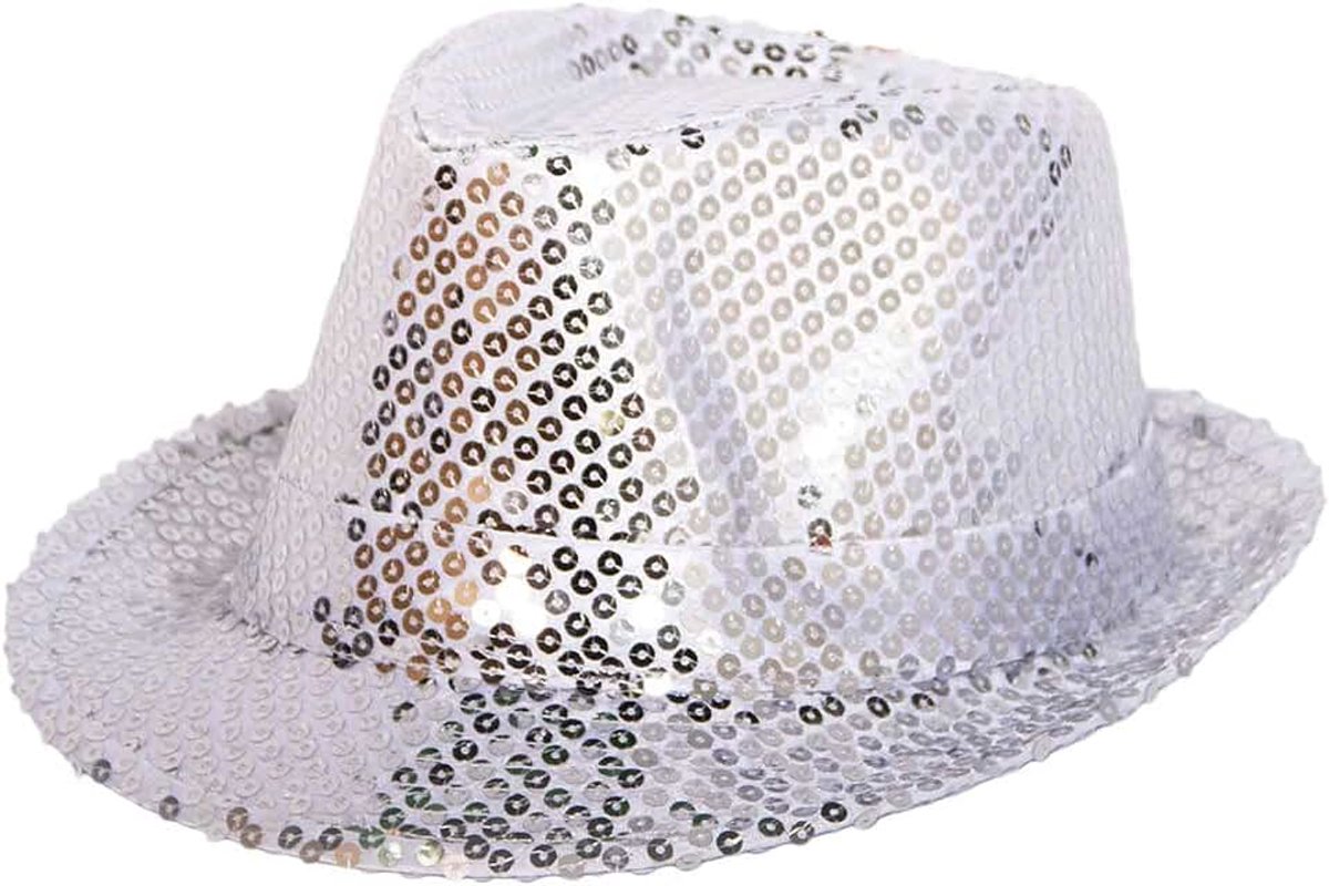 - Zilveren trilby hoed met glitters
