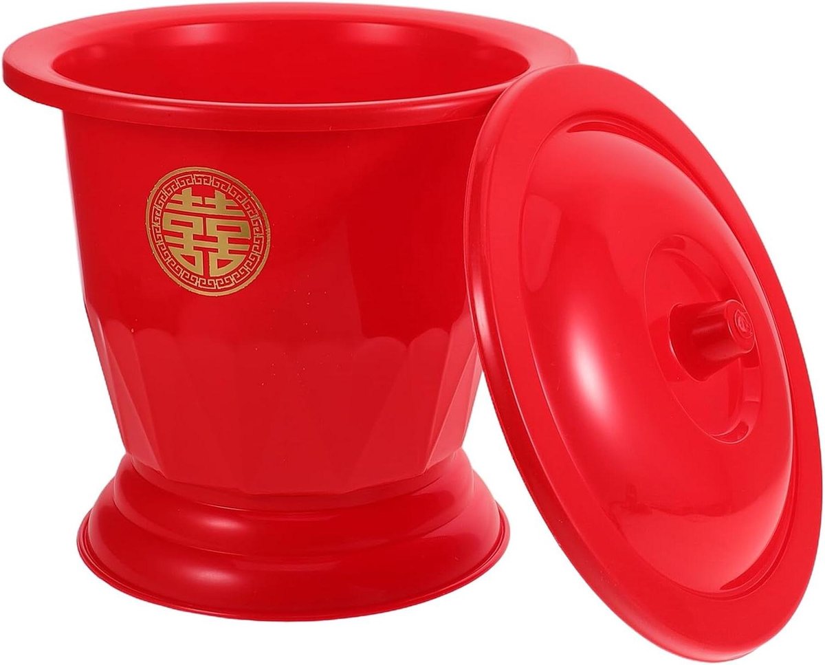 Draagbare Toiletemmer - Bedpan Urinoir - Thuiszorg Mobiliteit - Lekvrij Ontwerp - 28 x 26 x 26 cm - Rood