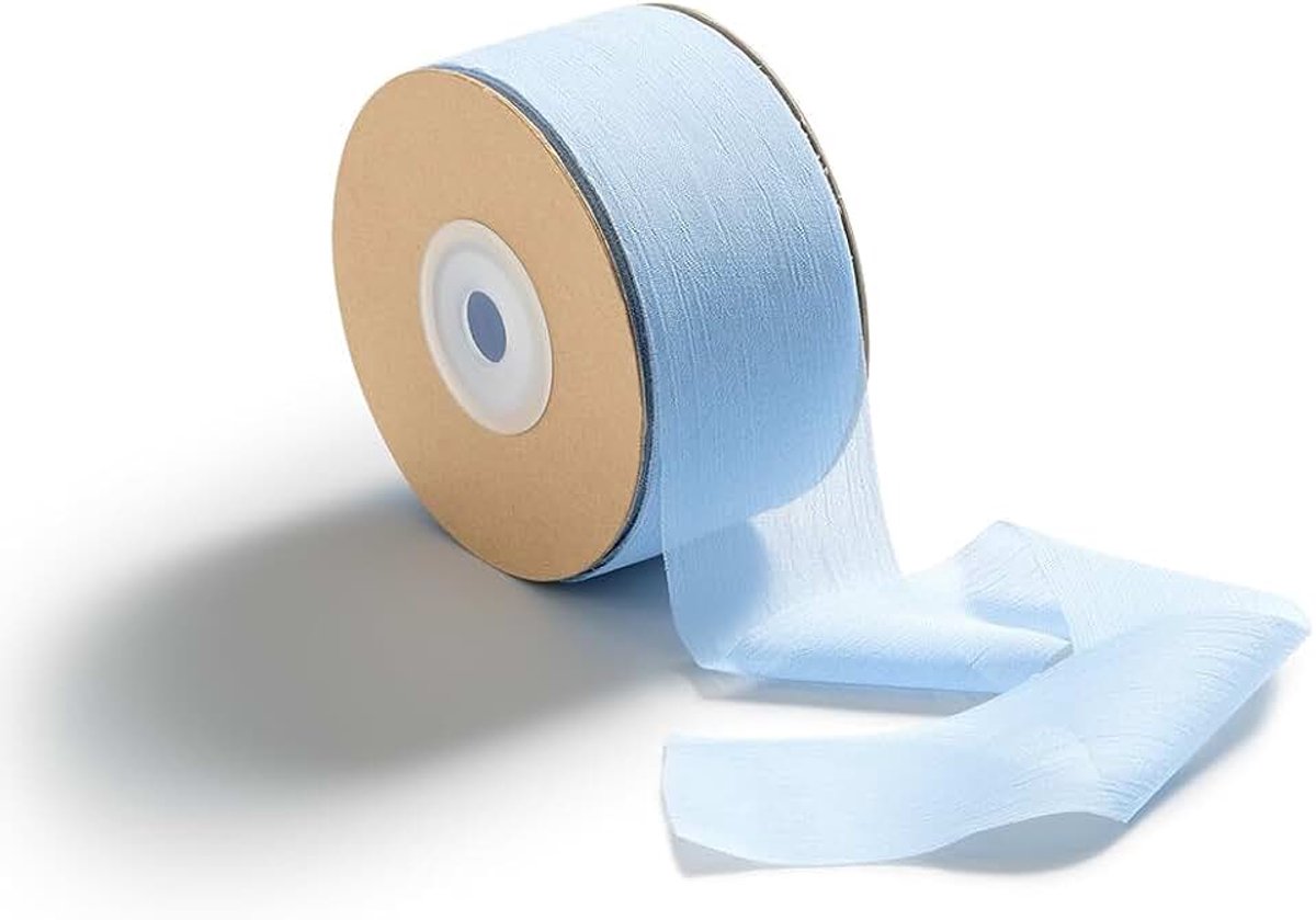 Geschenklint lichtblauw lint bruiloft festival linten hemelsblauw chiffonlint voor geschenkverpakkingen, boeket, bruiloftsuitnodiging, 38 mm x 22,8 m