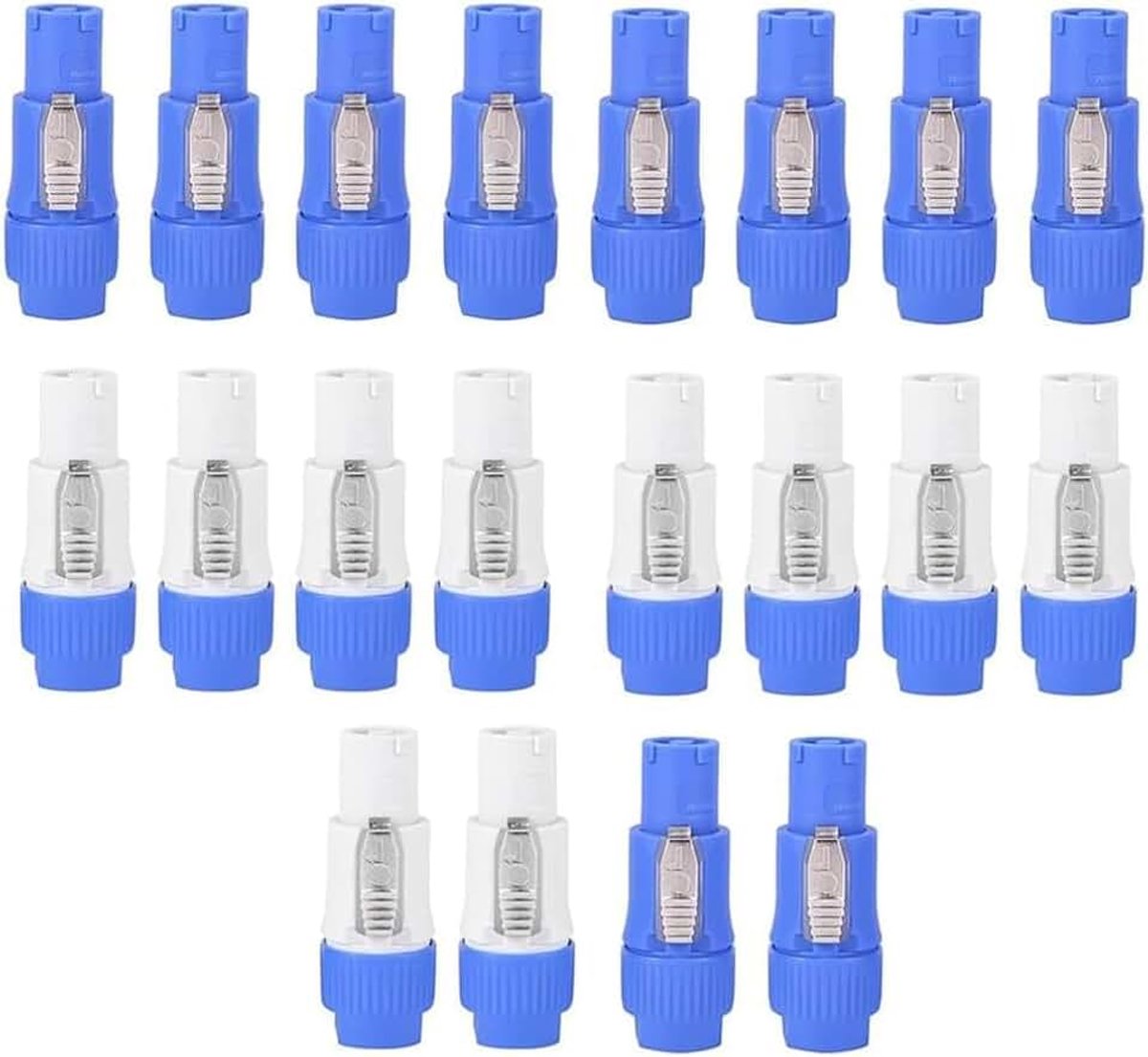 20 stuks 3-polige Powercon-stekker NAC3 NAC3 Speakon-stekker 20 A 250 V AC-stekker blauw en wit